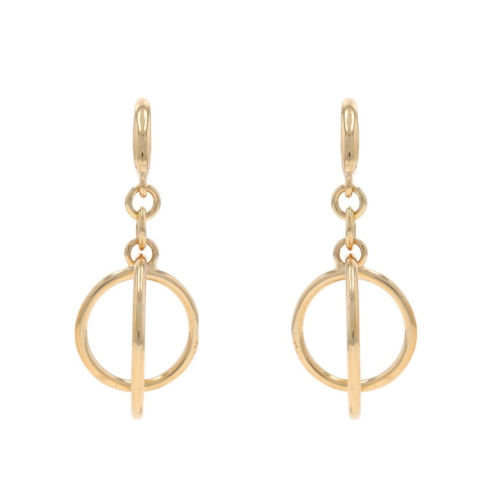 Yellow Gold Interlocking Circle Dangle Earrings 14k Paisley